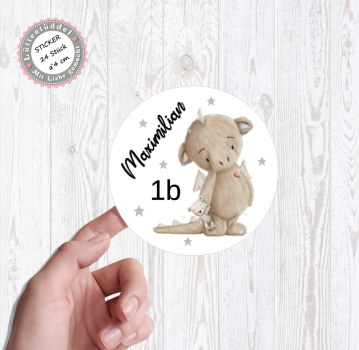 24 Sticker Aufkleber Sticker Drache mit oder ohne Name Geburtstag Party Schule Kindergarten Einladung Karte von Lüttentüddel®